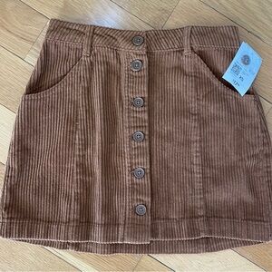 Chestnut Brown Corduroy Mini Skirt